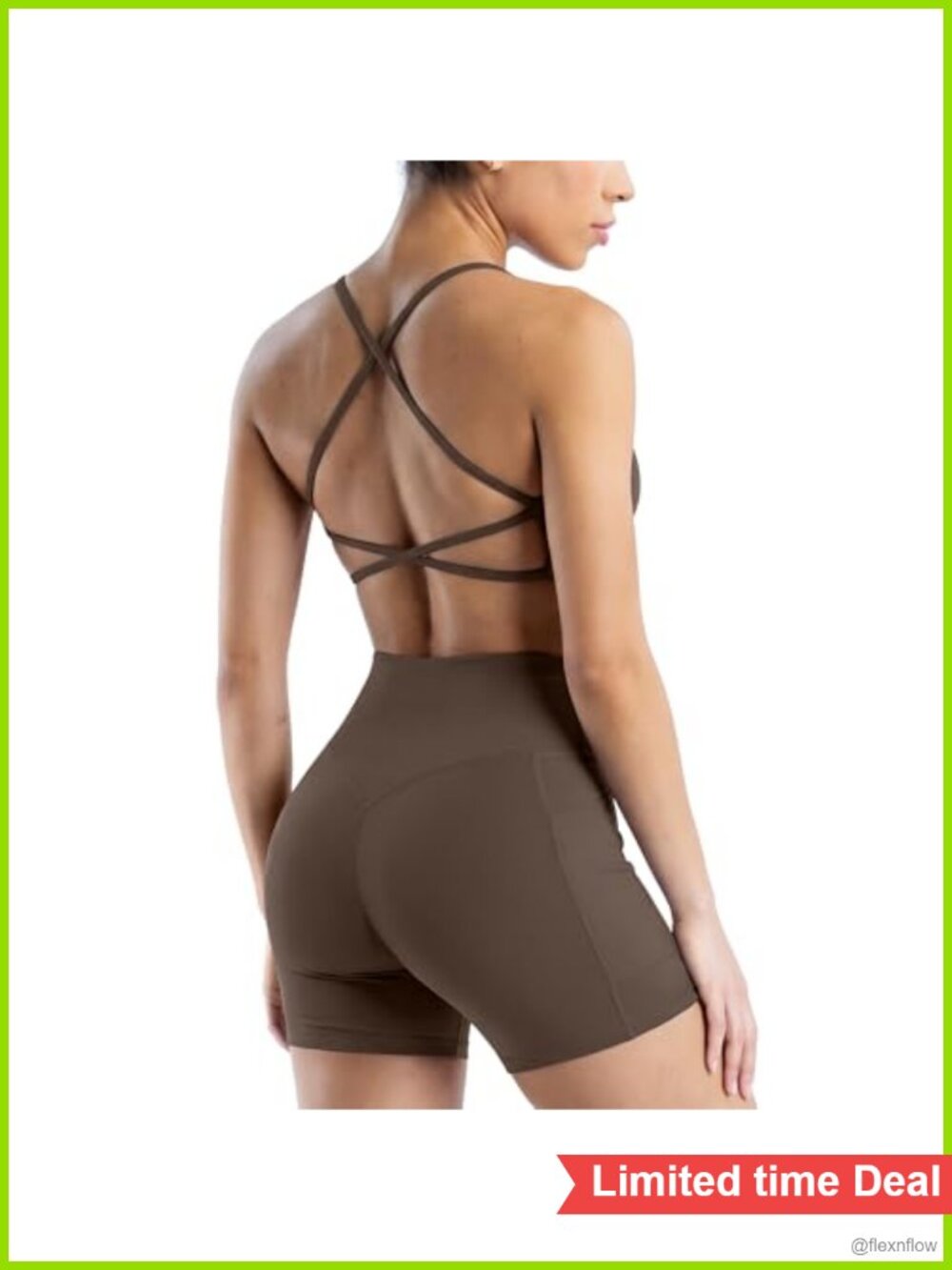 SUUKSESS 2 Piece Workout Set Open Back Sports Bra & Biker Shorts